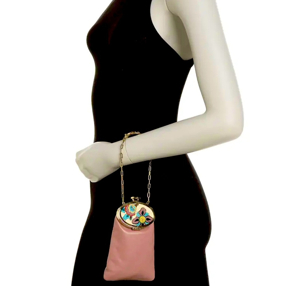 VALENTINO GARAVANI Vanity Key Ring Leather Pouch in LIPSTICK